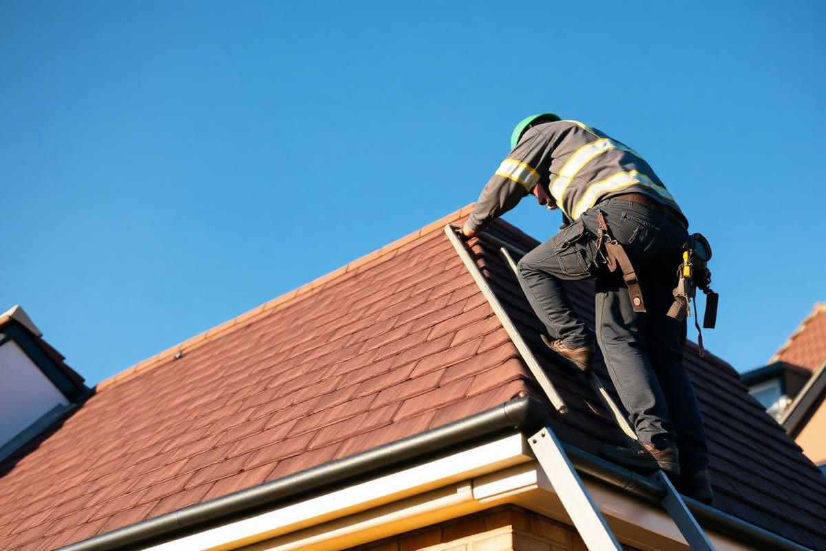 Professional roofer working on a quality roof installation